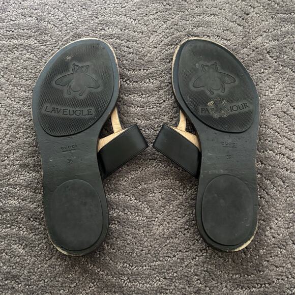 Gucci Marmont GG Thong Sandals Black Slip On Flip Flop Flat Size EU 39 US 9 - Picture 10 of 11